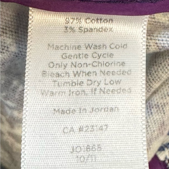 Talbots Blue/Purple/White Paisley Cotton Spandex Blend Ankle Pant size 8 - Picture 9 of 10